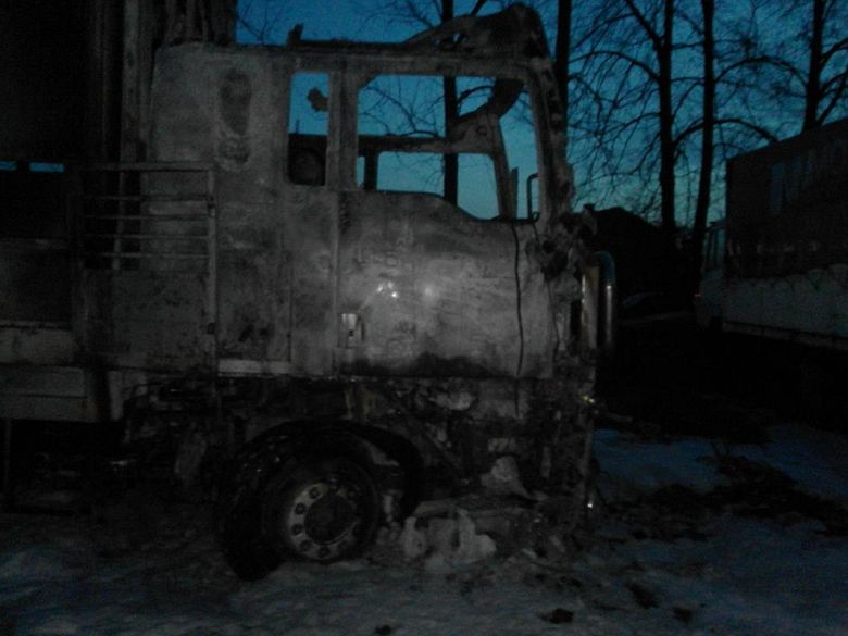 Pożar auta ciężarowego w Ratowie Piotrowie