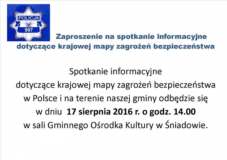 Spotkanie informacyjne dotyczące krajowej mapy zagrożeń bezpieczeństwa.