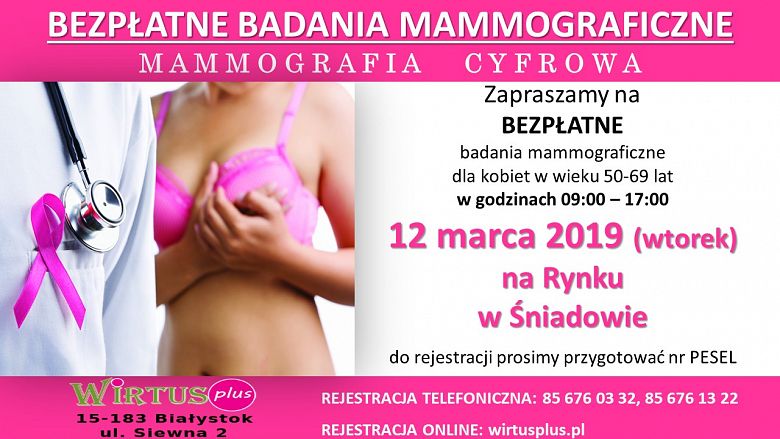 Bezpłatne badania mammograficzne