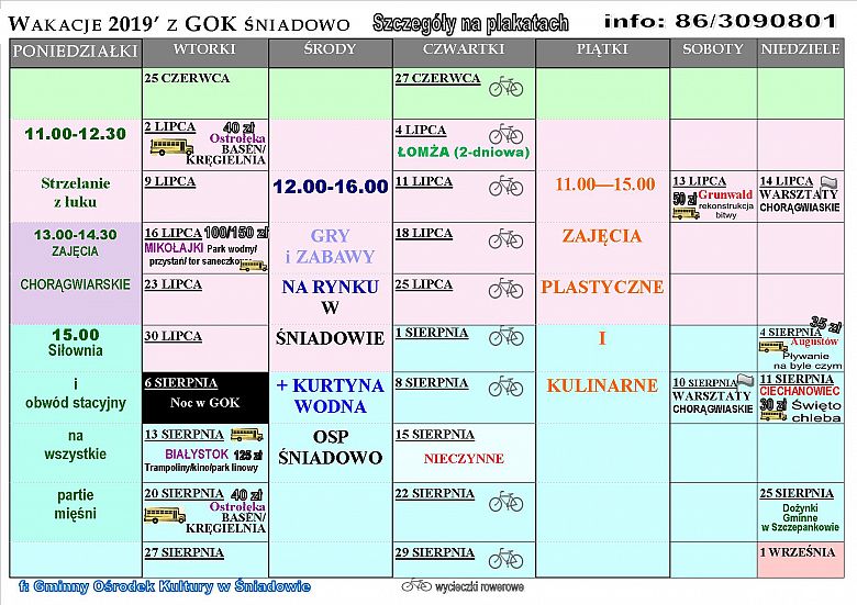 WAKACJE 2019 z GOK Śniadowo