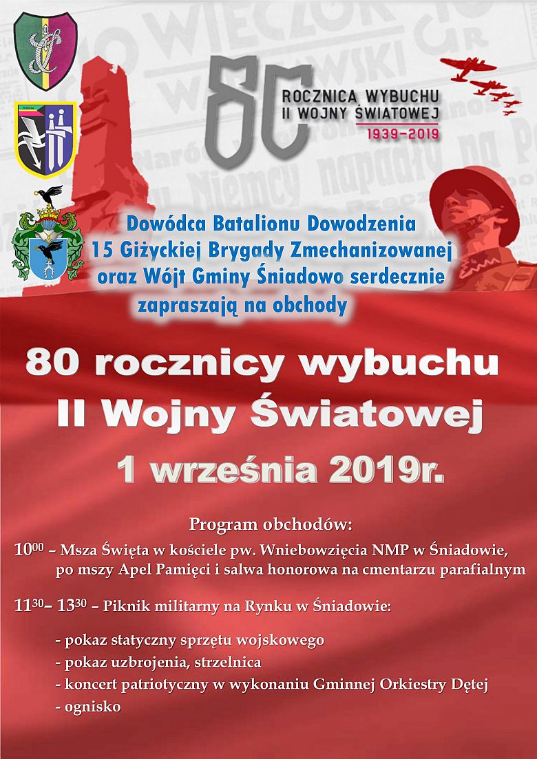 Zaproszenie na obchody 80-tej rocznicy wybuchu II wojny światowej