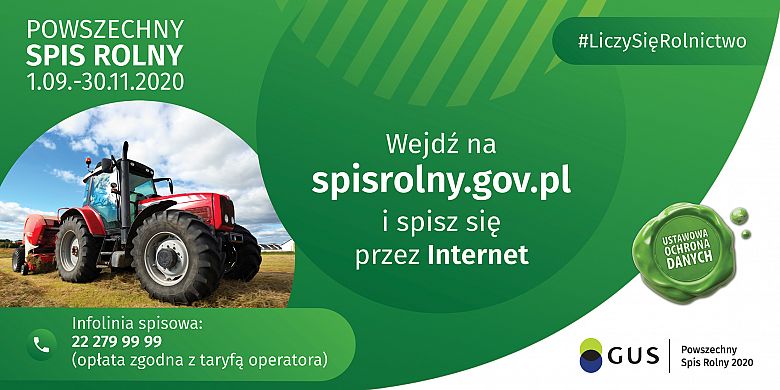 Spis rolny przez telefon lub internet