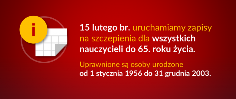 Od 15 lutego zapisy na szczepienia dla wszystkich nauczycieli do 65. roku życia