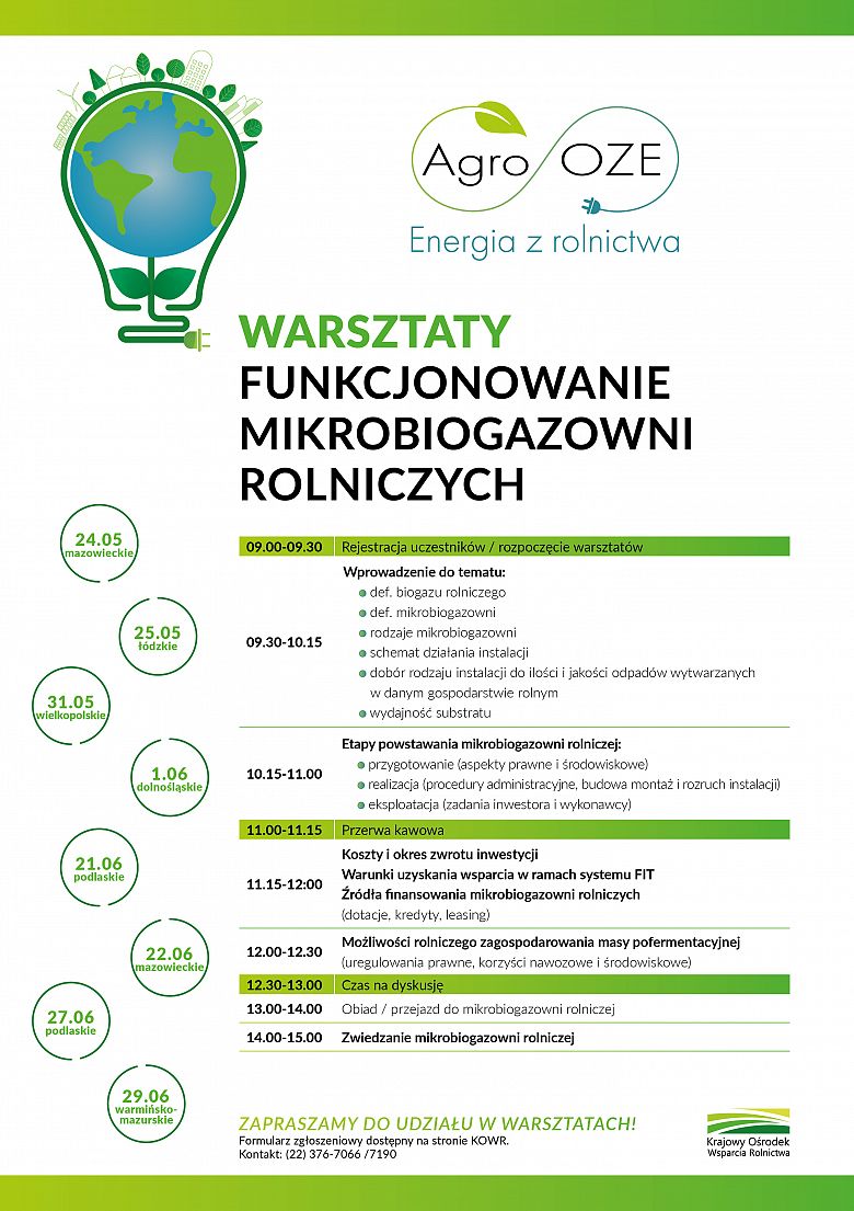 Warsztaty - funkcjonowanie mikrobiogazowni rolniczych