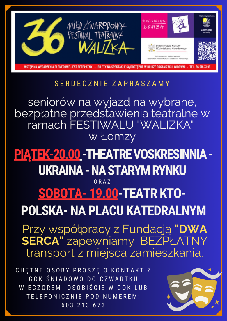 Zapraszamy SENIORÓW na FESTIWAL 