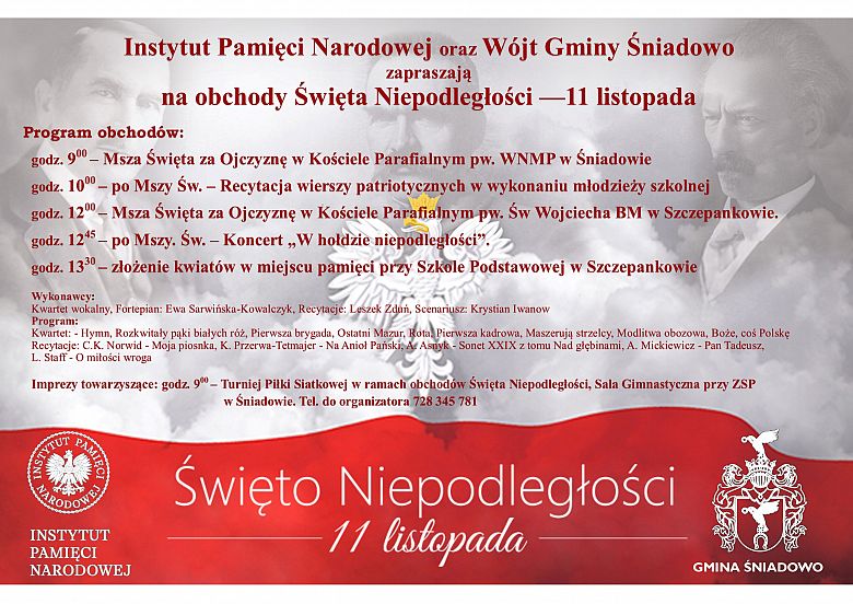 Zaproszenie na Święto Niepodległości 11 listopada