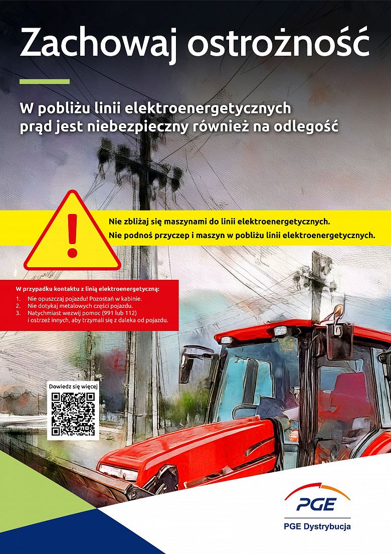 Zachowaj ostrożność w pobliżu linii elektroenergetycznych